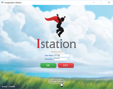 Istation login screen